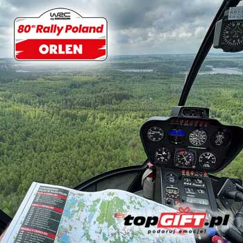 Lot widokowy helikopterem na 3 popołudniowe odcinki WRC Rally Poland 2024 (sobota)